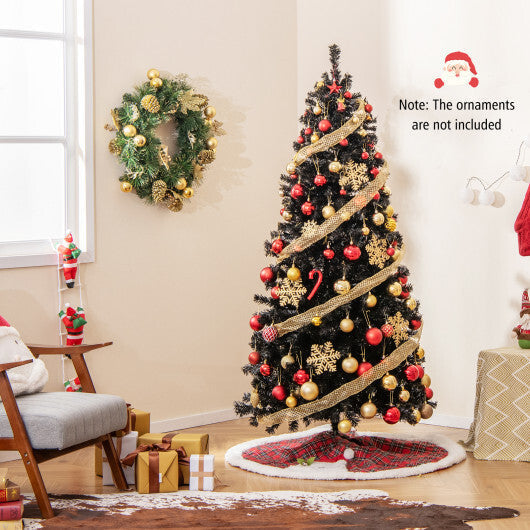 6/7 FT Artificial Christmas Tree with Bendable Top Section and Warm Light-7 ft