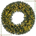 60 Inch Pre-Lit Artificial Christmas Wreath 200 LED Warm White Lights-1 Piece