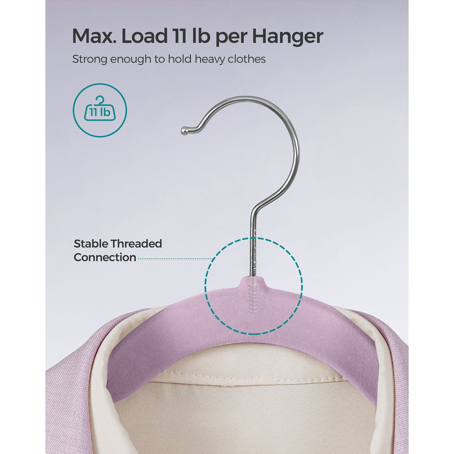 50-Pack Velvet Hangers Light Purple