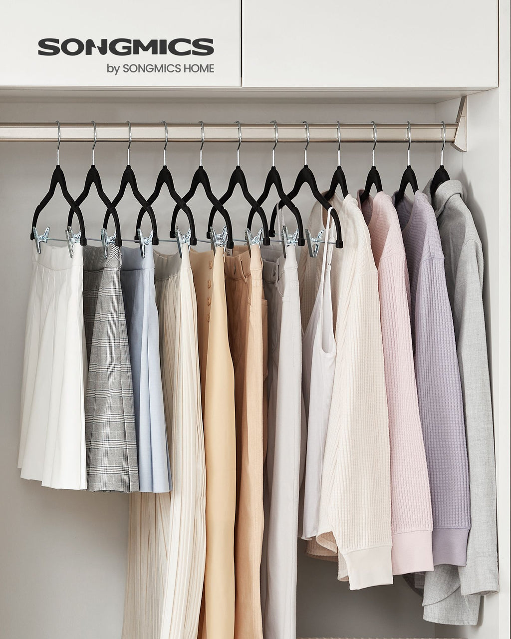 50-Pack Velvet Pants Hangers with Adjustable Clips