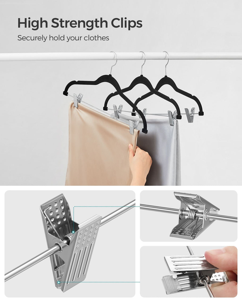 50-Pack Velvet Pants Hangers with Adjustable Clips