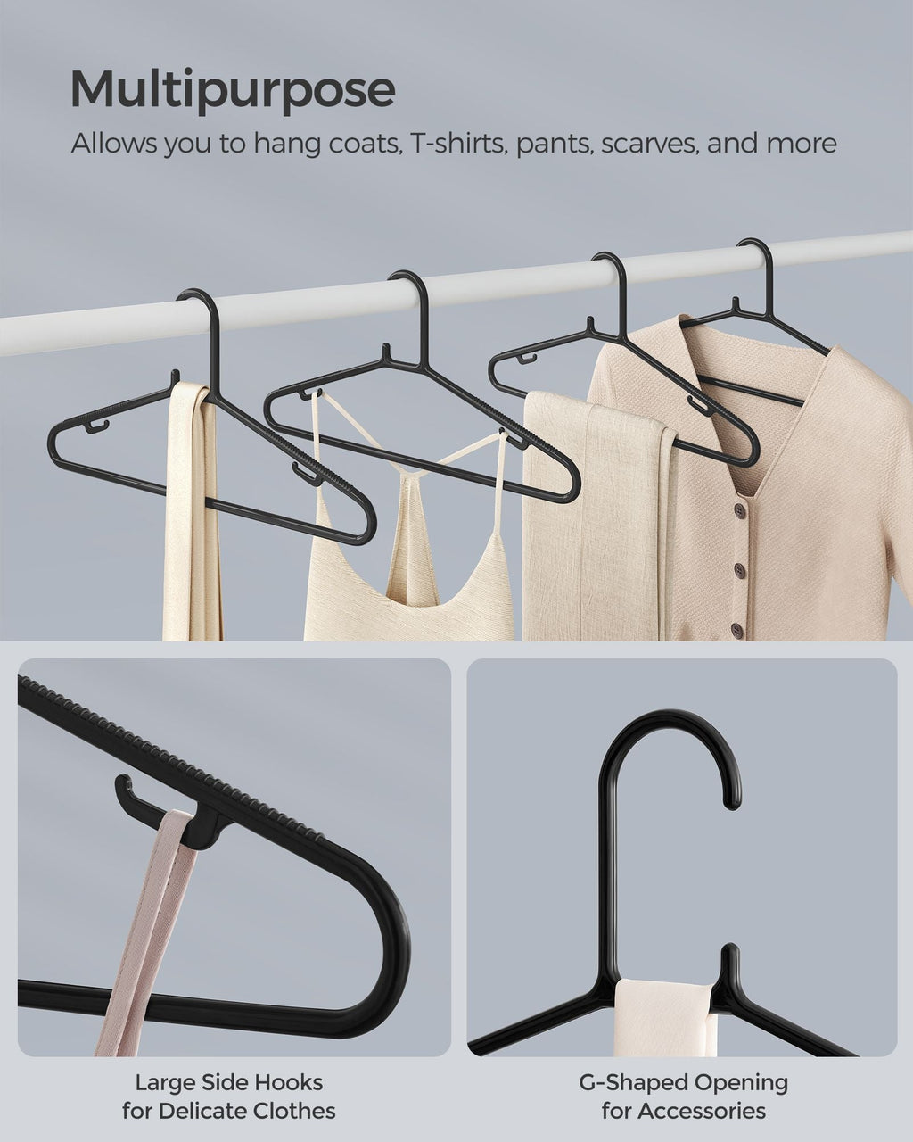 50-Pack Plastic Clothes Hangers