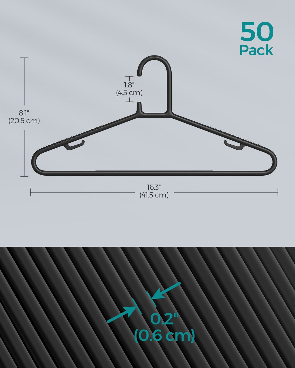 50-Pack Plastic Clothes Hangers