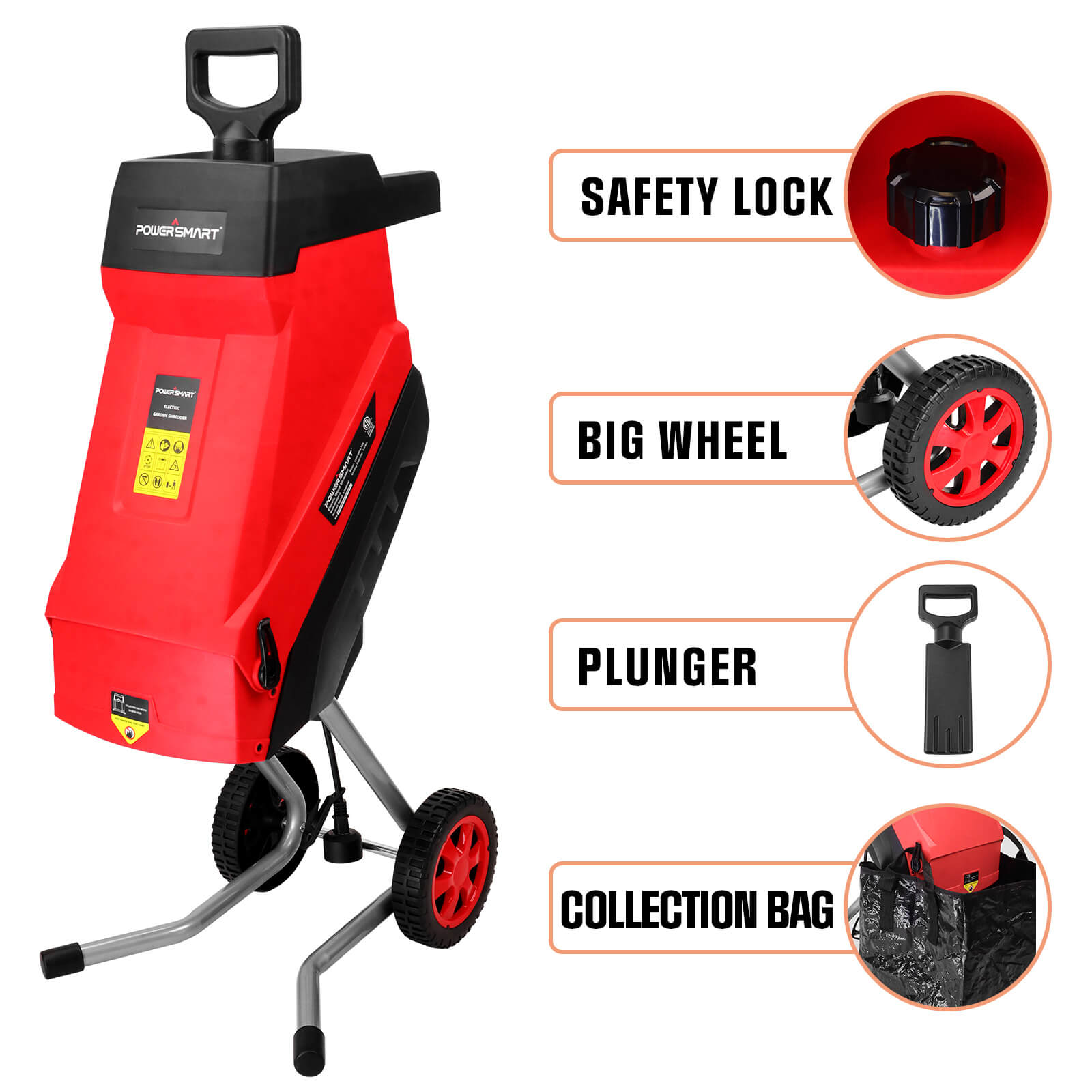 15Amp Electric Wood Chipper Leaf mulcher DB6610-W