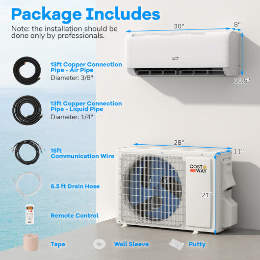 Ultra-Quiet Inverter Mini Split AC: 22 SEER2/R32 Eco Refrigerant  Sleep Mode
