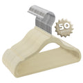 Elama Home 50 Piece Kids Non-Slip Velvet Cloths Hangers with Notched Shoulders in Cream
