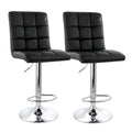 Elama 2 Piece Square Tufted Faux Leather Adjustable Bar Stool in Black with Chrome Base