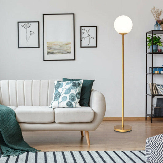 Glass Globe LED Floor Lamp with Glass Lampshade-Golden