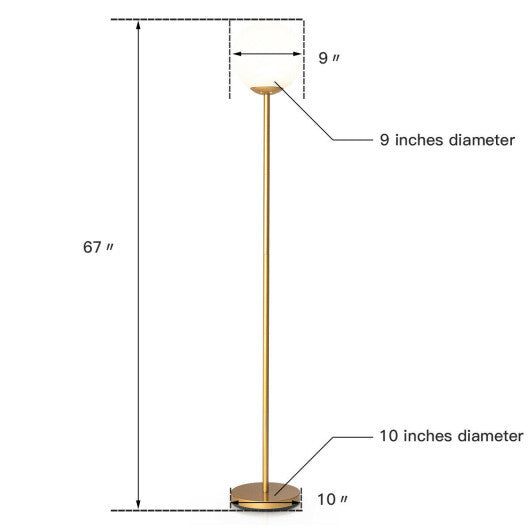 Glass Globe LED Floor Lamp with Glass Lampshade-Golden