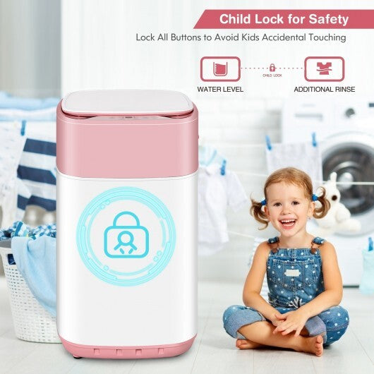 8lbs Portable Fully Automatic Washing Machine with Drain Pump-Pink