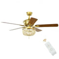 52 Inch Retro Ceiling Fan Light with Reversible Blades Remote Control-Black