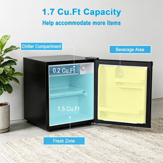 Compact Mini Fridge with 7-Level Adjustable Thermostat-Silver