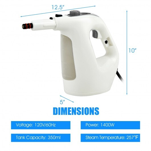 1400W Multipurpose Pressurized Steam Cleaner With 17 Pieces Accessories-Gray