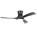 52 Inch Flush Mount Ceiling Fan with LED Light-Black - Color: Black