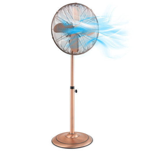 16 Inch Pedestal Standing Fan Oscillating Pedestal Fan with 3 Speeds and Adjustable Height-Black