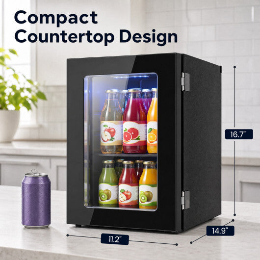0.6 Cu.Ft Beverage Refrigerator 24 Cans Countertop Mini Fridge-Black