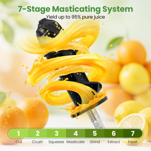 Cold Press Juicer Machine with 95% High Yield and 2-Speed Modes-Sliver