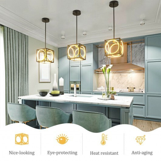 Modern LED Pendant Light with 42 Inches Adjustable Suspender-Golden