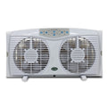Optimus 8 in. Electric Reversible Twin Window Fan with Thermostat & LED