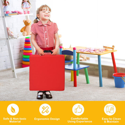 6 Pieces 15 Inches Square Toddler Floor Cushions Flexible Soft Foam Seating with Handles-Multicolor - Color: Multicolor