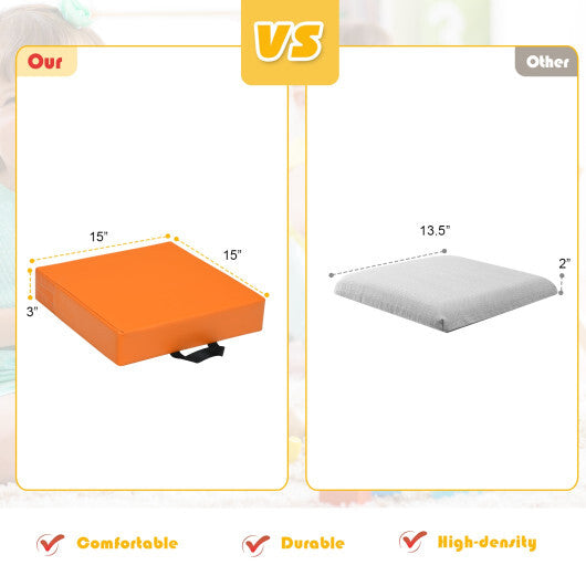6 Pieces 15 Inches Square Toddler Floor Cushions Flexible Soft Foam Seating with Handles-Multicolor - Color: Multicolor