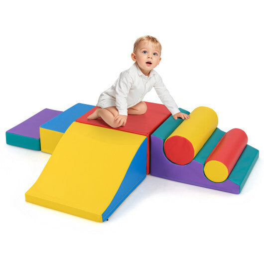 7-Piece Foam Blocks for Toddlers Soft Climbing Toys Indoor Play for Babies-Pink