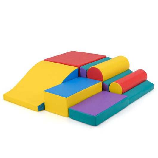 7-Piece Foam Blocks for Toddlers Soft Climbing Toys Indoor Play for Babies-Pink
