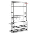 Mobile Sports Equipment Organizer with Golf Bags Storage and Club Rack-Black