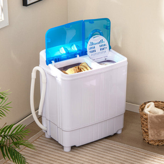 17.6 lbs Portable Washing Machine with Drain Pump-Blue