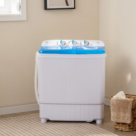 17.6 lbs Portable Washing Machine with Drain Pump-Blue