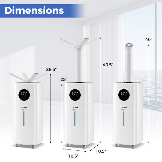 5.5Gal Humidifier with 360 Nozzles and Wheels for Large Room-White