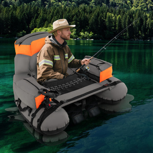 Inflatable Fishing Float Tube with Shoulder Straps and Storage for Angling-Green