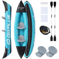 Inflatable Kayak 2 Person Heavy Duty Tandem Touring Kayak with Aluminum Paddles-Blue