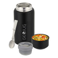 Brentwood GEOJUG 25oz Insulated Stainless Steel Food Jar in Black with Bowl and Folding Spoon
