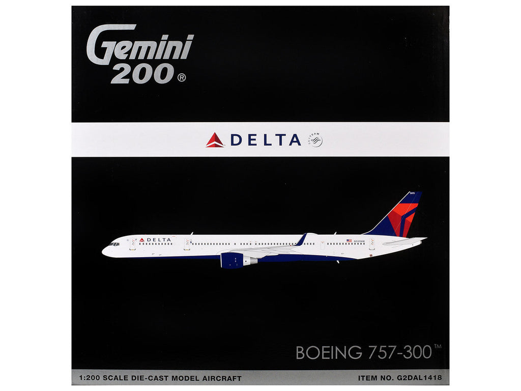Boeing 757-300 Commercial Aircraft "Delta Air Lines" (N595NW) White with Blue and Red Tail "Gemini 200" Series 1/200 Diecast Model by GeminiJets