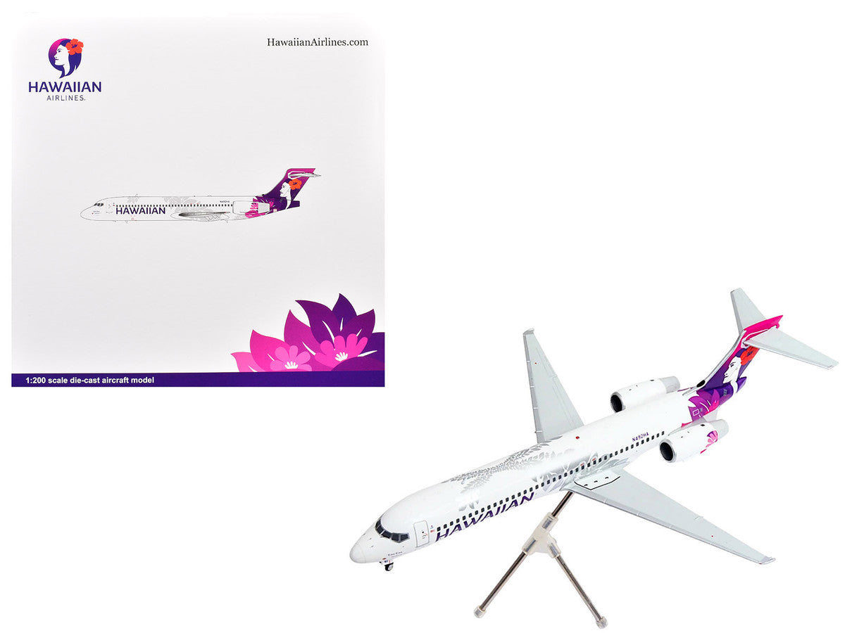 Boeing 717-200 Commercial Aircraft "Hawaiian Airlines" (N492HA) White with Purple Tail Graphics "Gemini 200" Series 1/200 Diecast Model Airplane by GeminiJets