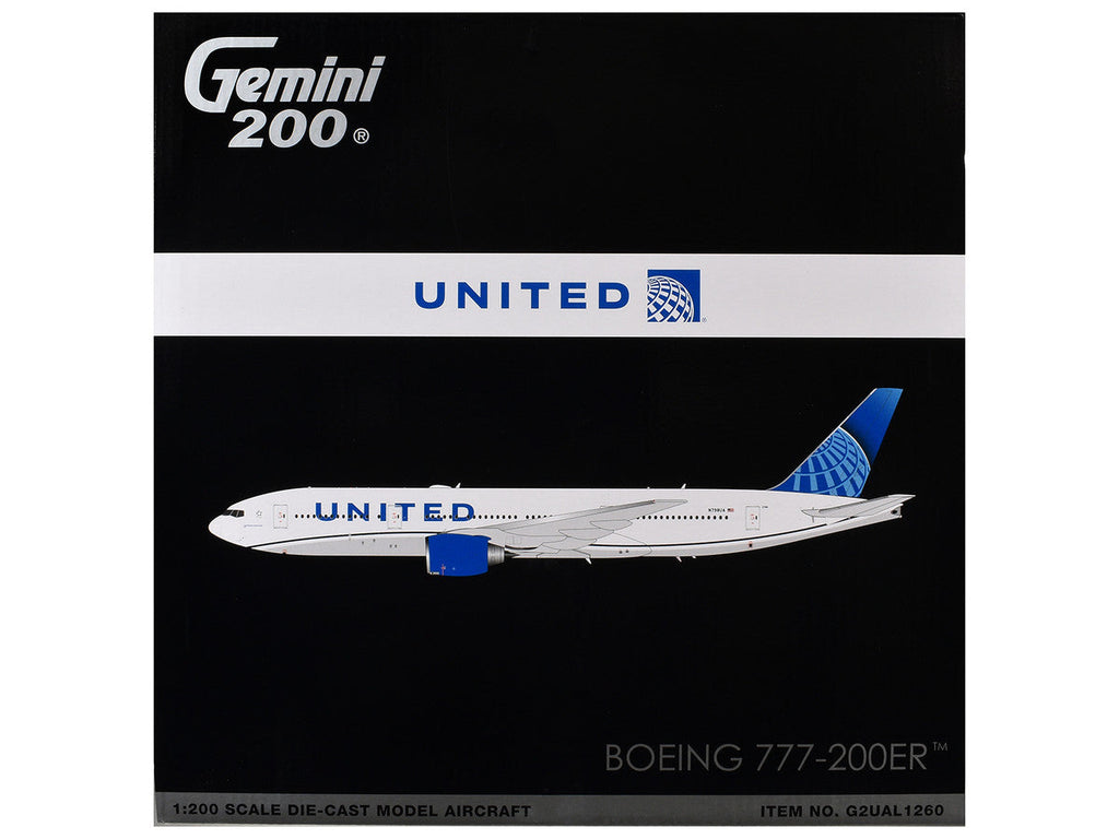 Boeing 777-200ER Commercial Aircraft "United Airlines" (N798UA) White with Blue Tail "Gemini 200" Series 1/200 Diecast Model by GeminiJets