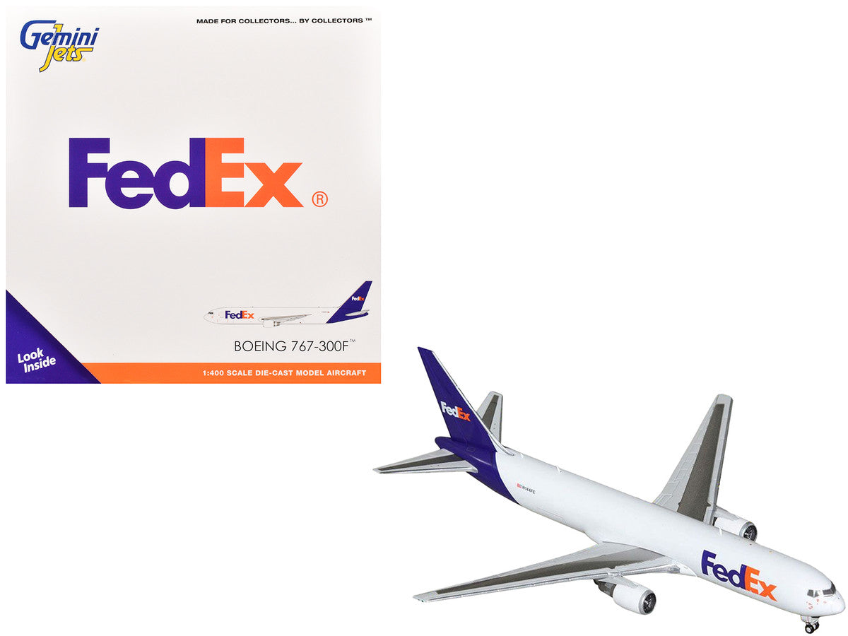 Boeing 767-300F Commercial Aircraft "FedEx (Federal Express)" (N144FE) White with Purple Tail 1/400 Diecast Model Airplane by GeminiJets