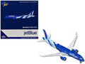 Airbus A220-300 Commercial Aircraft "JetBlue Airways" (N3241J) Blue with Striped Tail 1/400 Diecast Model by GeminiJets