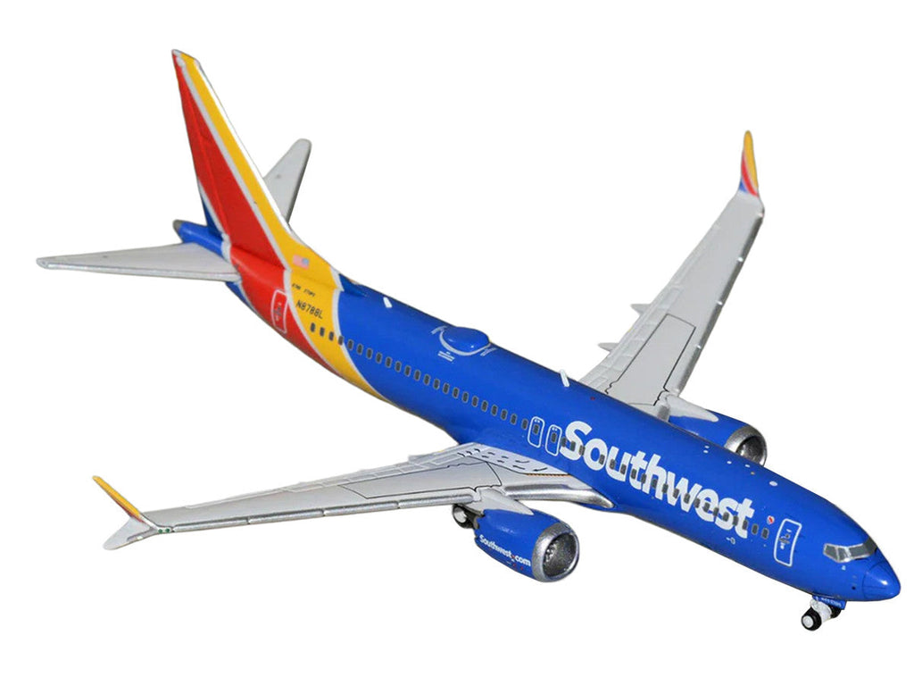 Boeing 737 MAX 8 Commercial Aircraft "Southwest Airlines" (N8788L) Blue with Red and Yellow Stripes 1/400 Diecast Model Airplane by GeminiJets