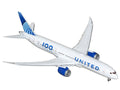 Boeing 787-9 Commercial Aircraft with Flaps Down "United Airlines 100 Years" (N61101) White with Graphics and Blue Tail 1/400 Diecast Model by GeminiJets
