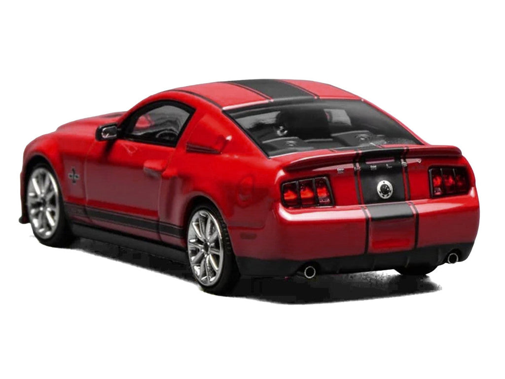 2007 Ford Mustang Shelby GT500 Super Snake Torch Red with Matt Black Stripes 1/64 Diecast Model Car by MotorHelix & Greenlight