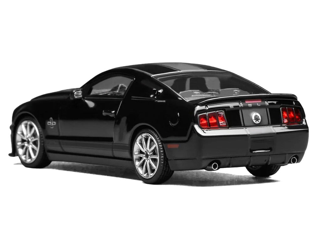 2007 Ford Mustang Shelby GT500 Super Snake Ebony Black with Matt Black Stripes 1/64 Diecast Model Car by MotorHelix & Greenlight
