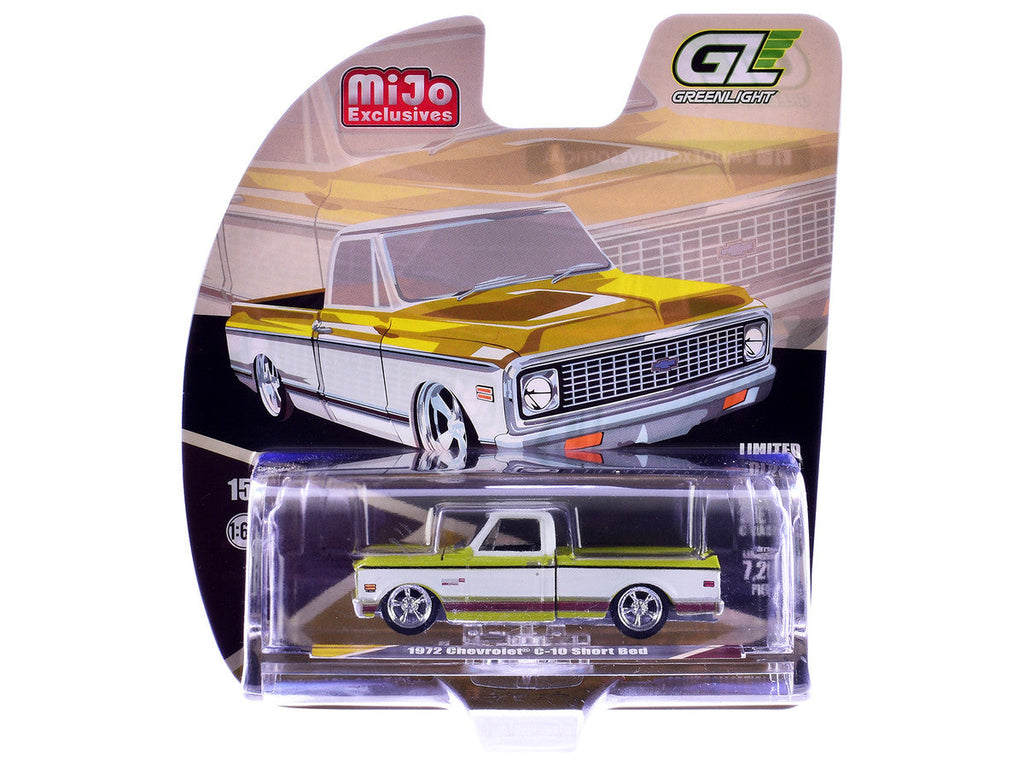 1972 Chevrolet C-10 Short Bed Pickup Truck Mustard Yellow and White "Mijo Exclusives" Series 1/64 Diecast Model Car by Greenlight