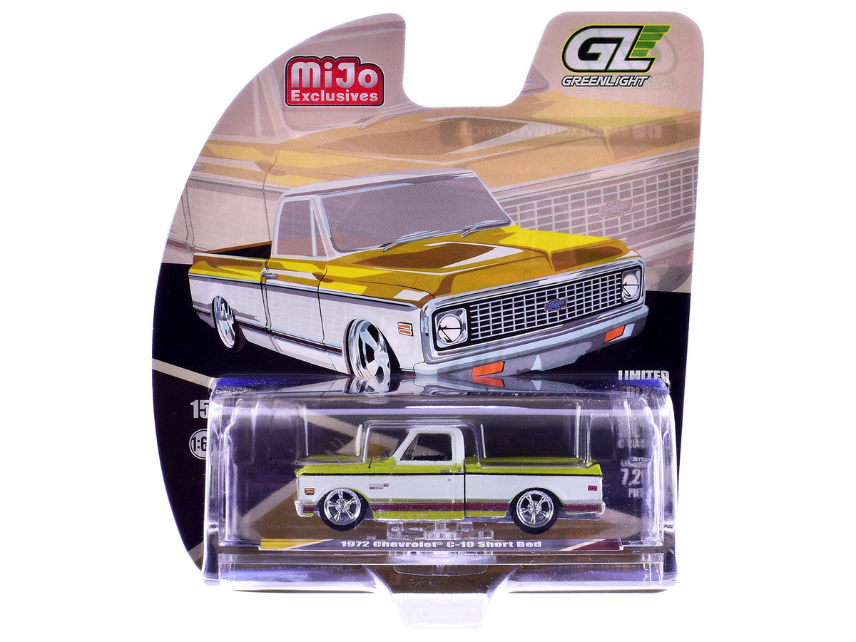 1972 Chevrolet C-10 Short Bed Pickup Truck Mustard Yellow and White "Mijo Exclusives" Series 1/64 Diecast Model Car by Greenlight