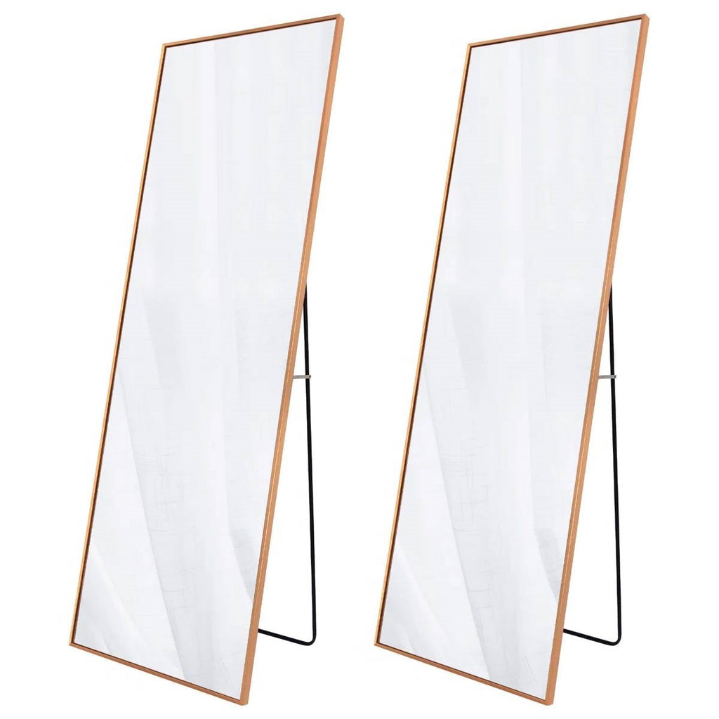 Set of 2 - Gold 65-inch Full Length Freestanding Floor Mirror with Stand