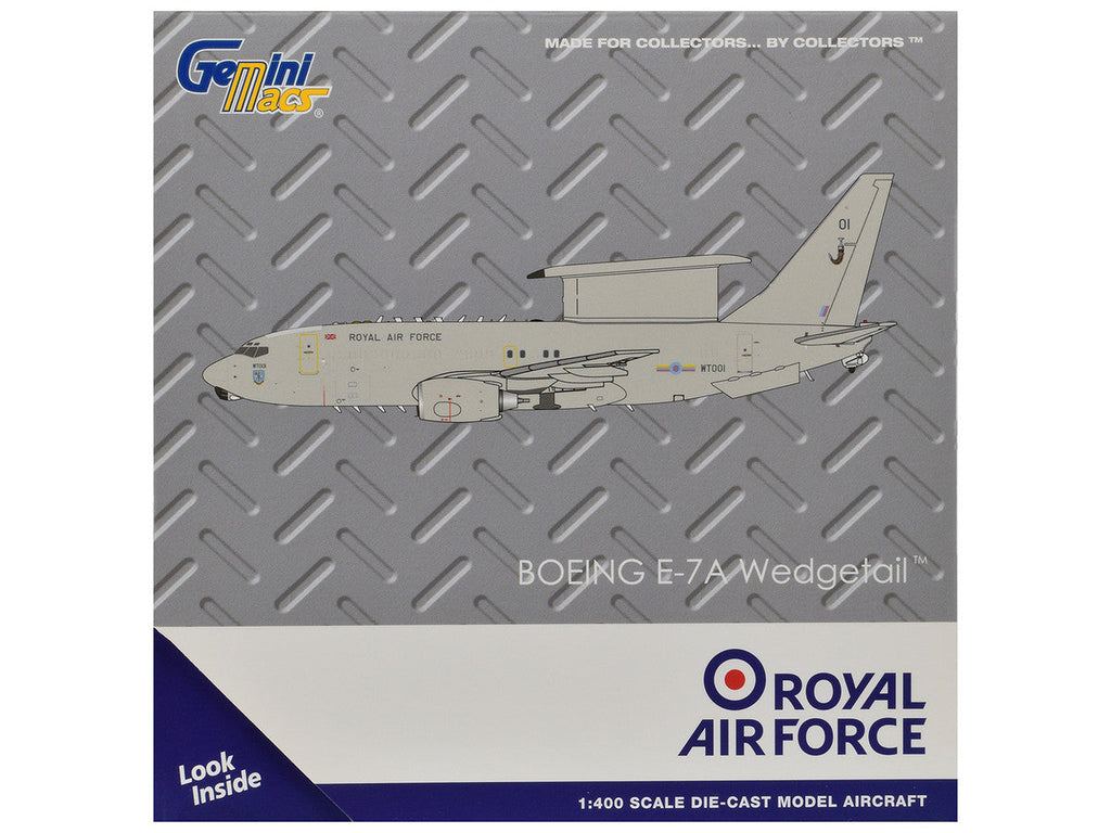 Boeing E-7A Wedgetail Aircraft "Royal Air Force" (WT001) Gray "Gemini Macs" Series 1/400 Diecast Model by GeminiJets