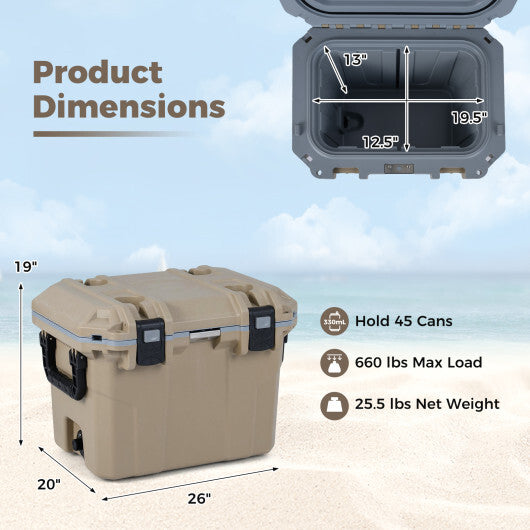 Ultra-Light Injection Molded Cooler 53 QT Hard Ice Chest-White