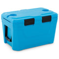 Insulated Portable Cooler Hard Shell Ice Chest with 2 Cup Holders Bottle Opener and Drain Plug-Blue