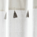 72-inch Grey and White Stripes Cotton Shower Curtain with Tassels